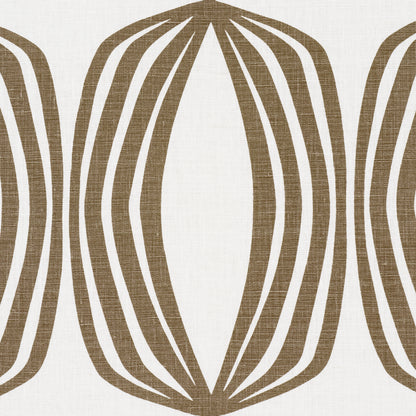 Brown oval lattice pattern on ivory background; repeating geometric textile/wallcovering design.