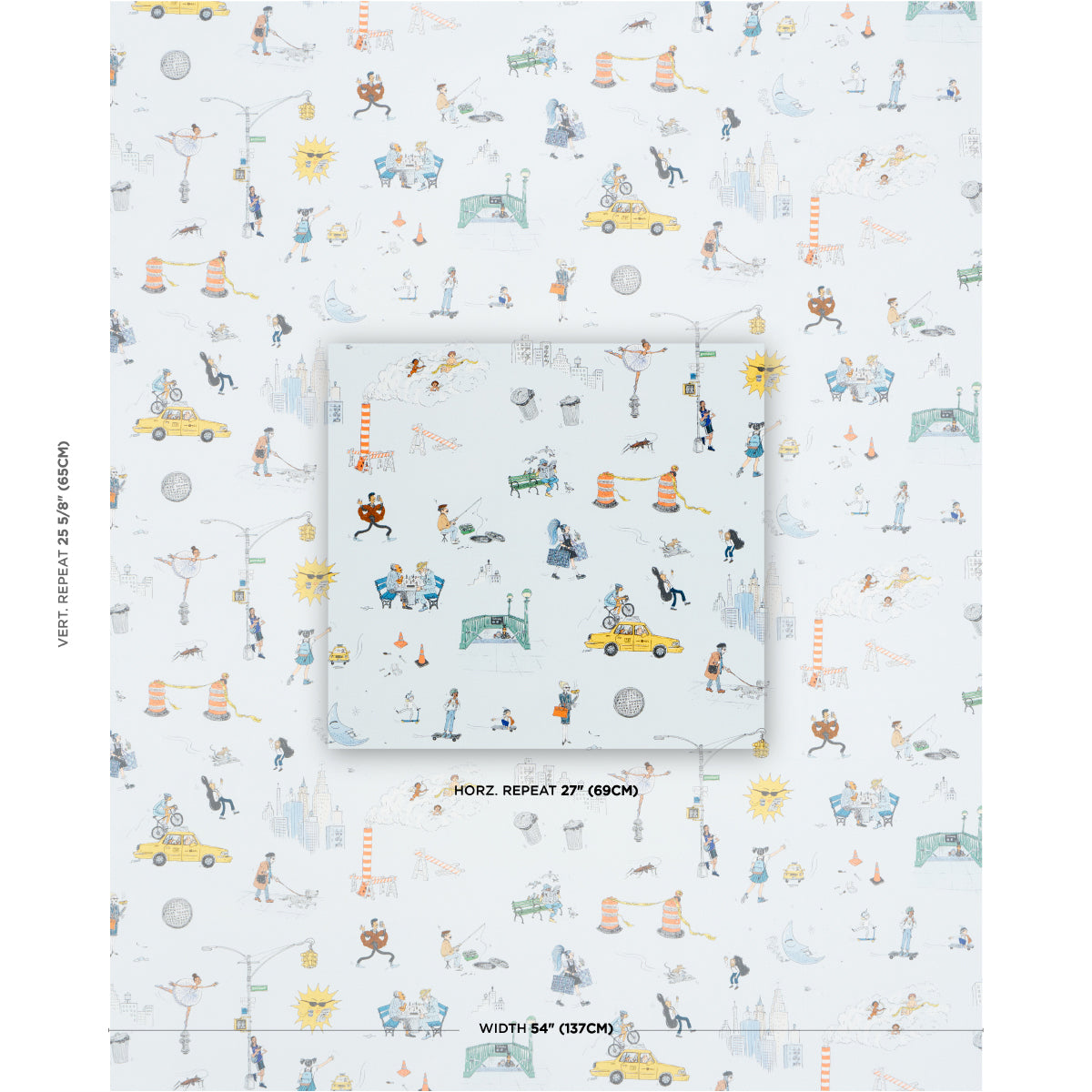 SCHUMACHER  THE NEW YORKER JOANA AVILLEZ'S STREET SCENES   Multicolor On Sky Blue   - 182330