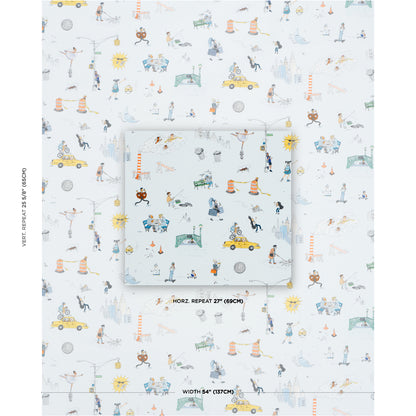 SCHUMACHER  THE NEW YORKER JOANA AVILLEZ'S STREET SCENES   Multicolor On Sky Blue   - 182330