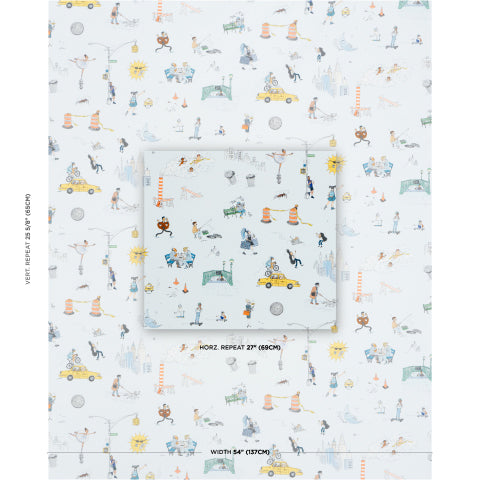 SCHUMACHER  THE NEW YORKER JOANA AVILLEZ'S STREET SCENES   Multicolor On Sky Blue   - 182330