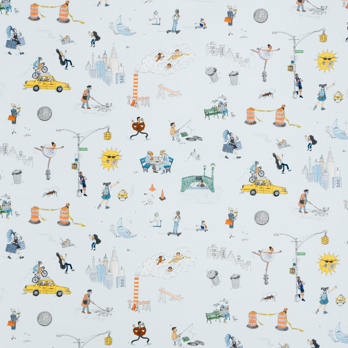 SCHUMACHER  THE NEW YORKER JOANA AVILLEZ'S STREET SCENES   Multicolor On Sky Blue   - 182330