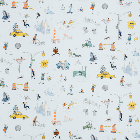 SCHUMACHER  THE NEW YORKER JOANA AVILLEZ'S STREET SCENES   Multicolor On Sky Blue   - 182330
