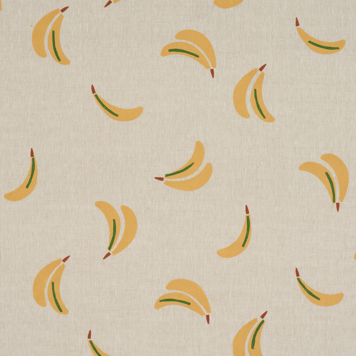 SCHUMACHER  CAROLINE Z HURLEY BANANA STAND HAND BLOCK PRINT   Ochre And Green On Natural   - 182370