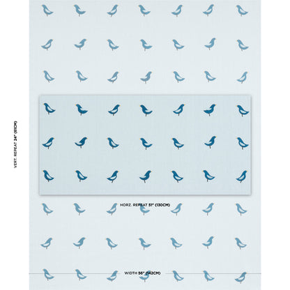 SCHUMACHER  CAROLINE Z HURLEY BIRDS HAND BLOCK PRINT PRINTS PRINTS NAVY ON SKY   - 182382