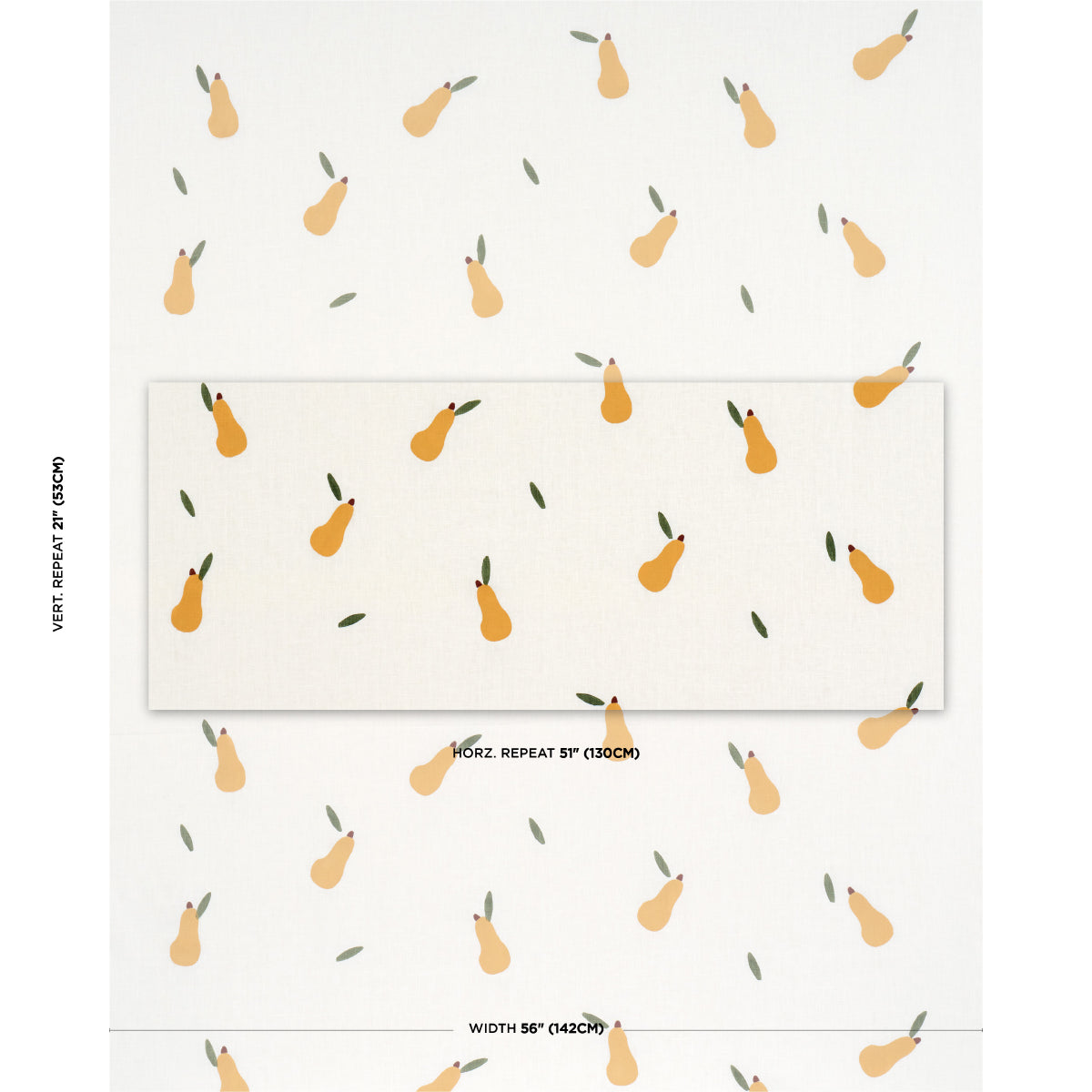 SCHUMACHER  CAROLINE Z HURLEY PEARS HAND BLOCK PRINT   Green And Ochre On White   - 182390
