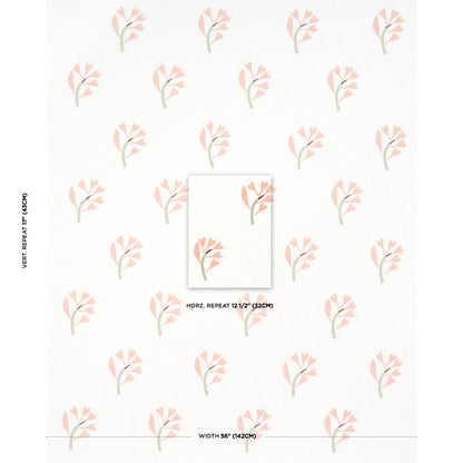 SCHUMACHER  CAROLINE Z HURLEY GINKGO HAND BLOCK PRINT PRINTS PRINTS PINK AND SAGE ON WHITE   - 182410