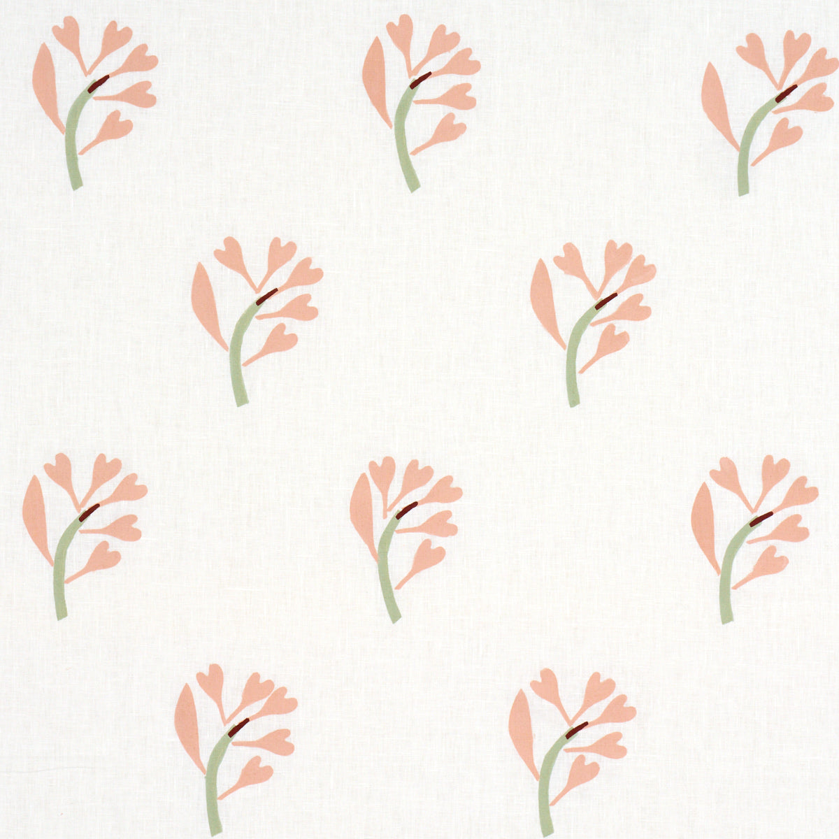 SCHUMACHER  CAROLINE Z HURLEY GINKGO HAND BLOCK PRINT PRINTS PRINTS PINK AND SAGE ON WHITE   - 182410