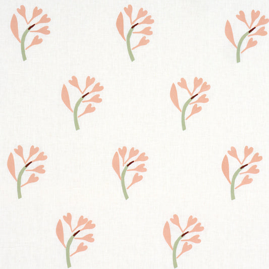 SCHUMACHER  CAROLINE Z HURLEY GINKGO HAND BLOCK PRINT PRINTS PRINTS PINK AND SAGE ON WHITE   - 182410