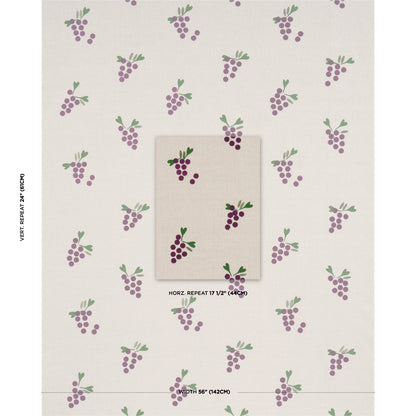 SCHUMACHER  CAROLINE Z HURLEY GRAPES HAND BLOCK PRINT   Purple On Natural   - 182420