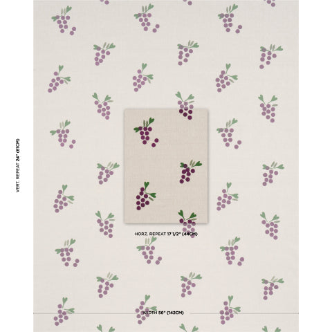 SCHUMACHER  CAROLINE Z HURLEY GRAPES HAND BLOCK PRINT   Purple On Natural   - 182420