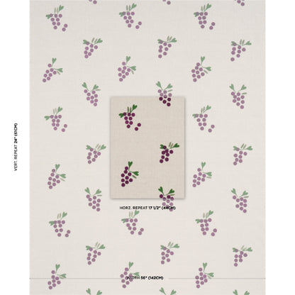 SCHUMACHER  CAROLINE Z HURLEY GRAPES HAND BLOCK PRINT   Purple On Natural   - 182420