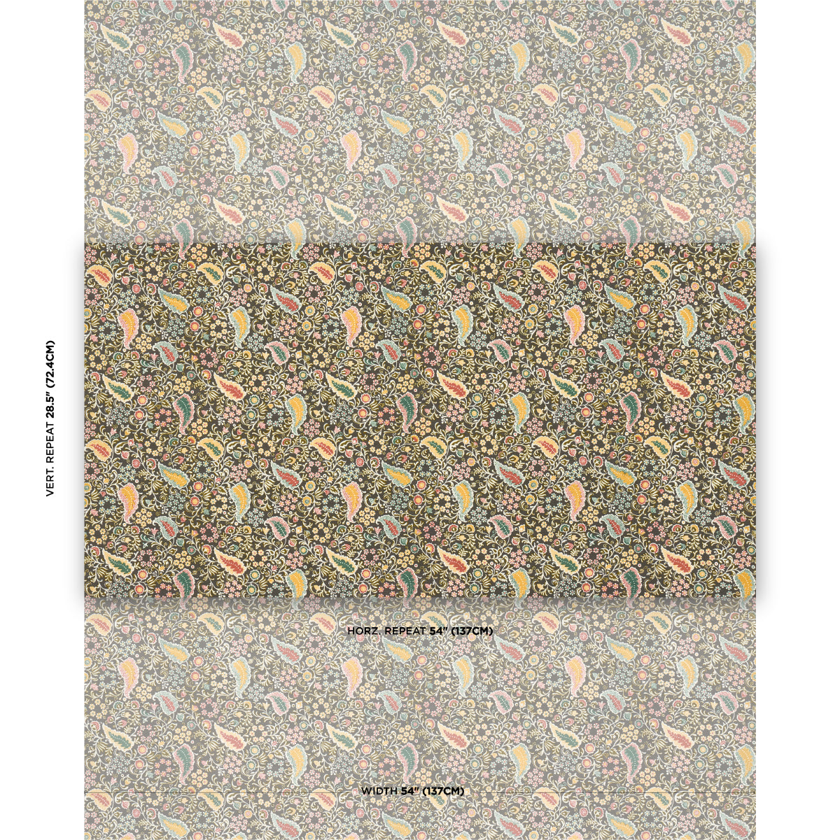 SCHUMACHER  ASHBURY PEGGY PAISLEY PRINTS PRINTS GRAPHITE   - 182430