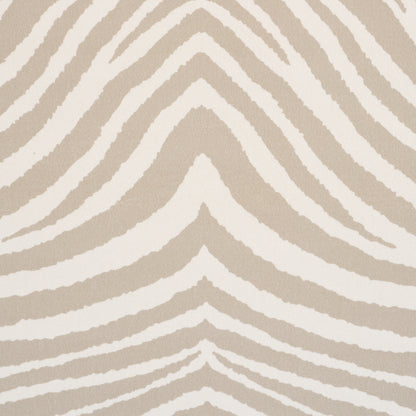 Beige and ivory zebra-stripe pattern with wavy chevrons, modern home decor textile.