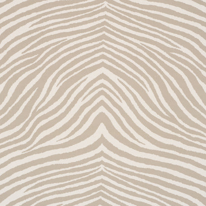 Beige and cream zebra-stripe pattern fabric with wavy lines; modern safari-style decor.