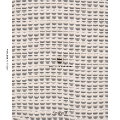 Charcoal fabric with repeating curved-arch scale motif; geometric upholstery/drapery fabric.