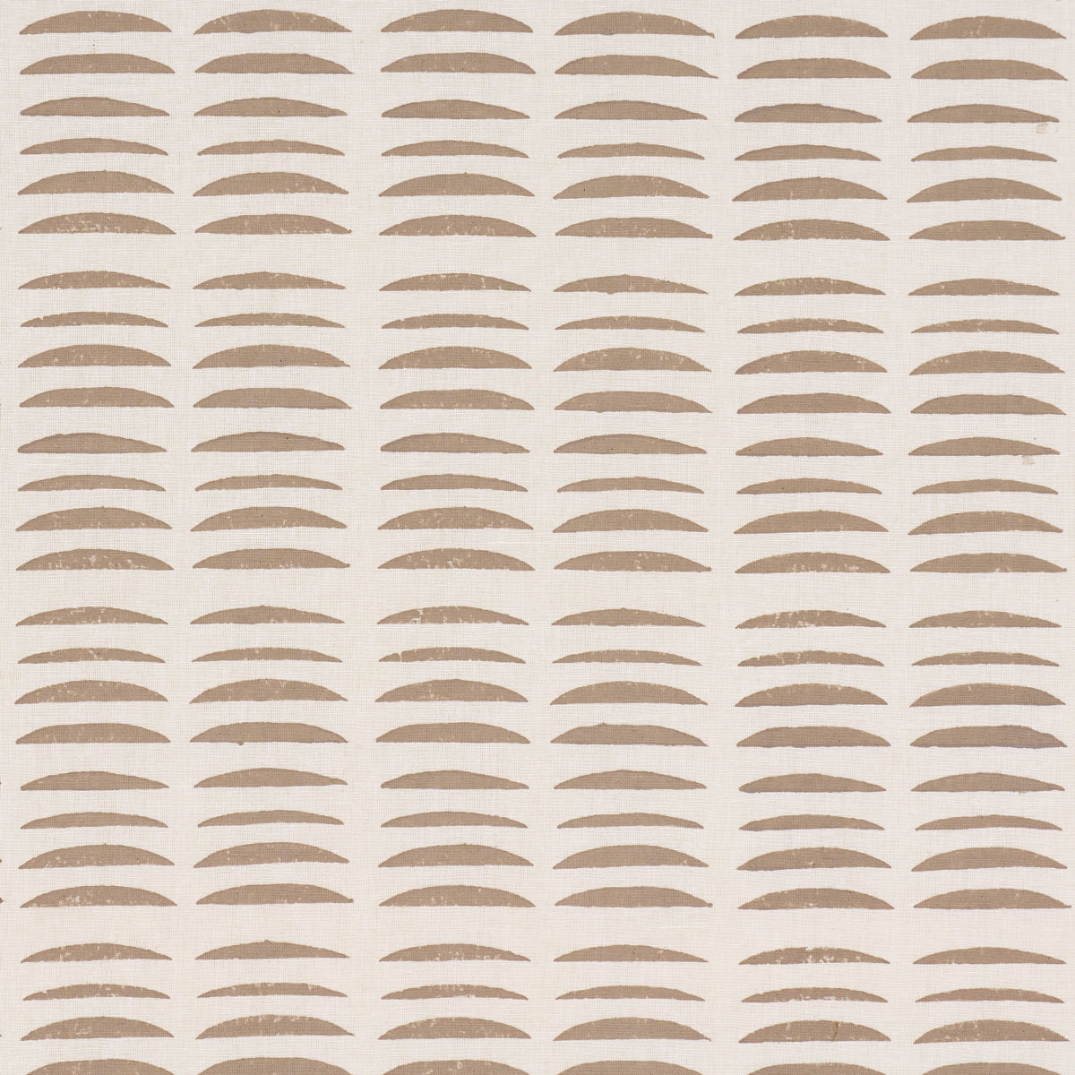 Beige wallpaper featuring evenly spaced tan crescent arcs in a neat grid, retro geometric pattern.