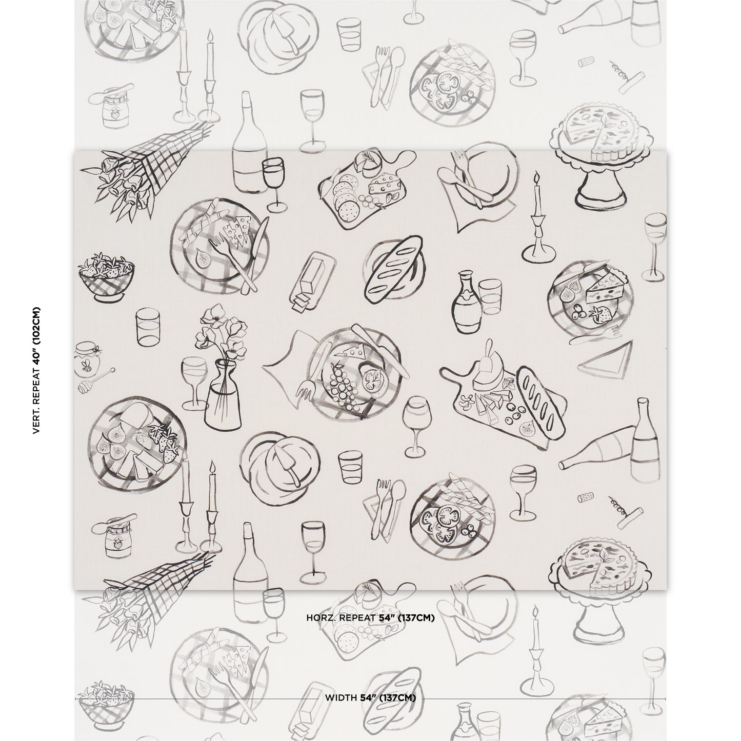 SCHUMACHER  CLOUD NINE PIQUE-NIQUE PRINTS PRINTS BLACK ON IVORY   - 182510