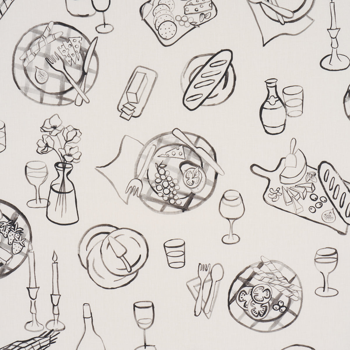 SCHUMACHER  CLOUD NINE PIQUE-NIQUE PRINTS PRINTS BLACK ON IVORY   - 182510