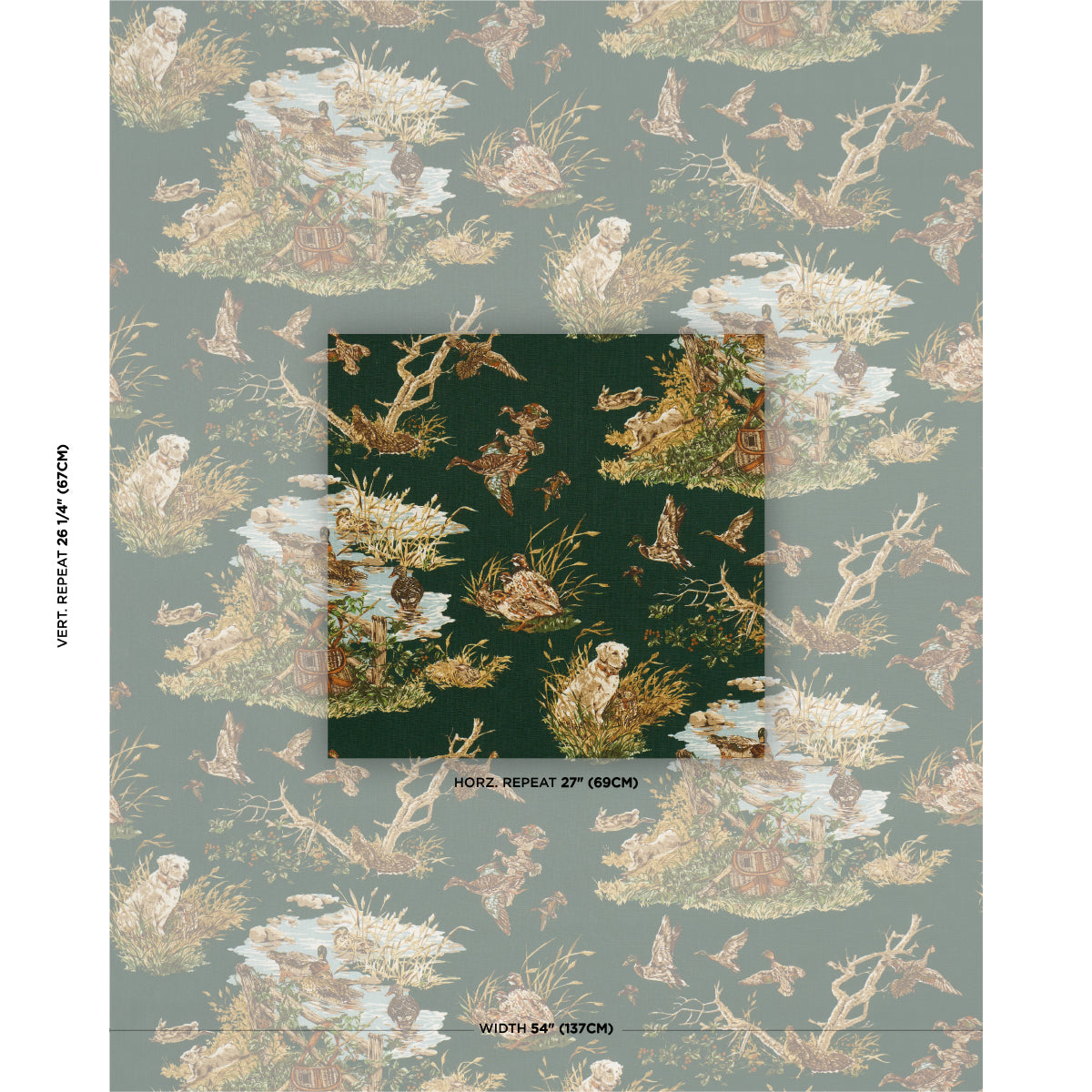 SCHUMACHER  A COUNTRY LIFE DOG & DUCK PRINTS PRINTS VERDANT   - 182662