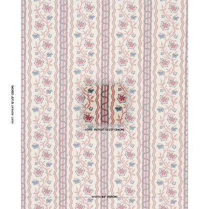 SCHUMACHER  WILLIAMSBURG PARVATI FLORAL STRIPE   Vermilion   - 182710