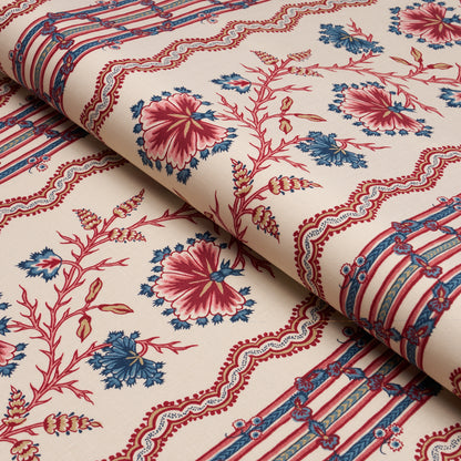 SCHUMACHER  WILLIAMSBURG PARVATI FLORAL STRIPE   Vermilion   - 182710