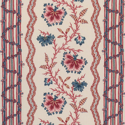 SCHUMACHER  WILLIAMSBURG PARVATI FLORAL STRIPE   Vermilion   - 182710