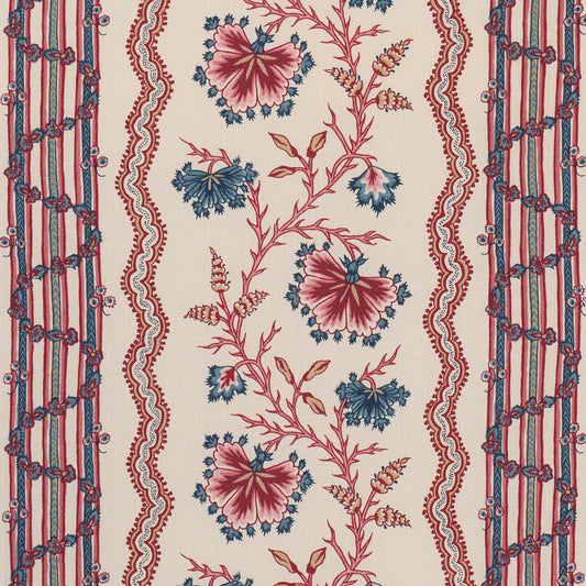 SCHUMACHER  WILLIAMSBURG PARVATI FLORAL STRIPE   Vermilion   - 182710