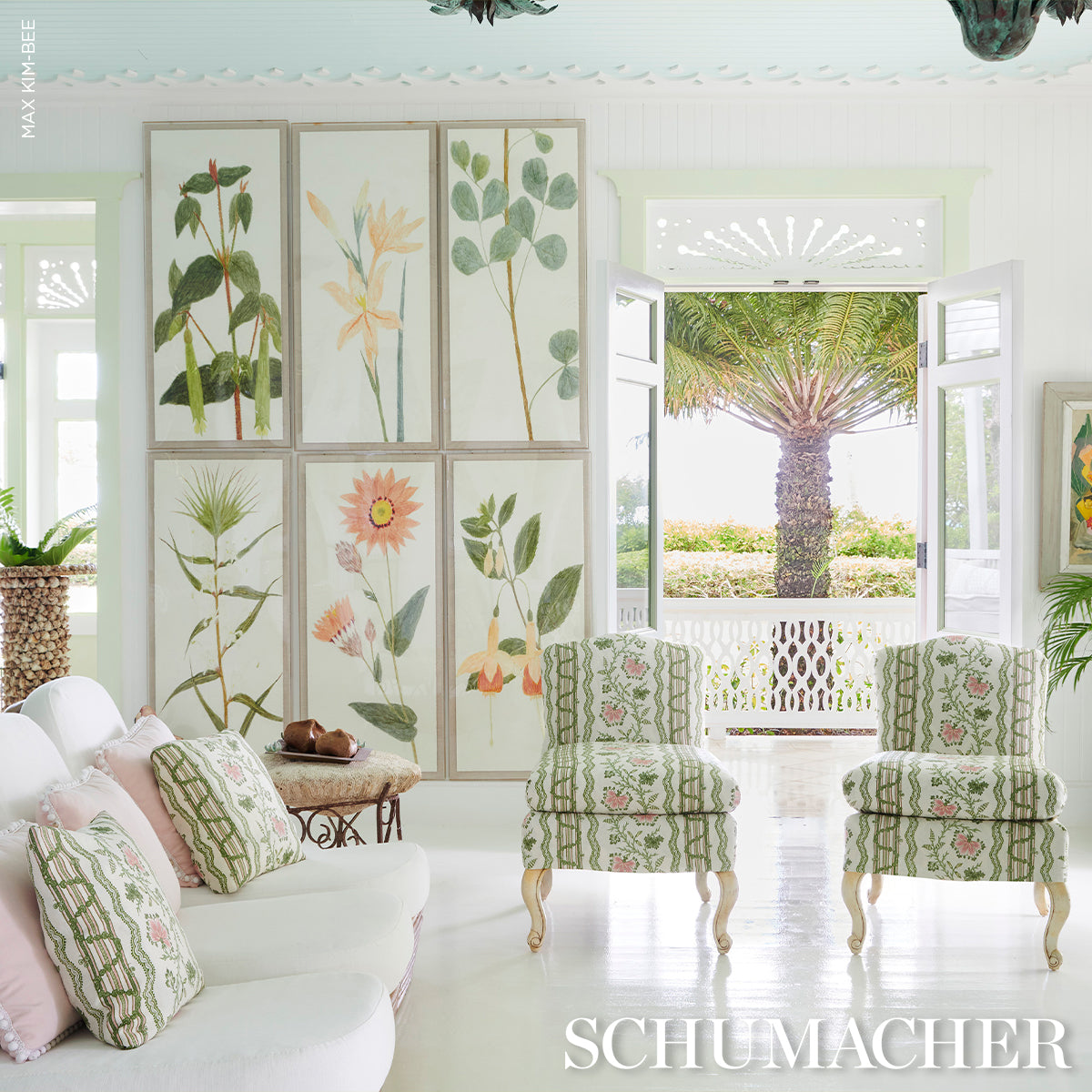 SCHUMACHER  WILLIAMSBURG PARVATI FLORAL STRIPE   Petal   - 182711