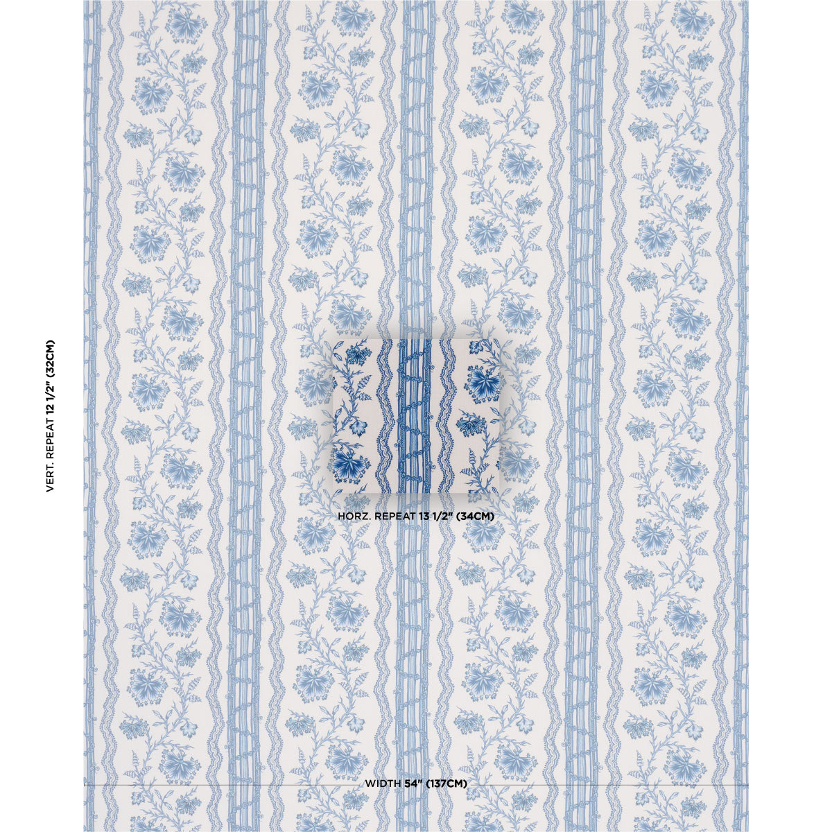 SCHUMACHER  WILLIAMSBURG PARVATI FLORAL STRIPE   Delft   - 182712