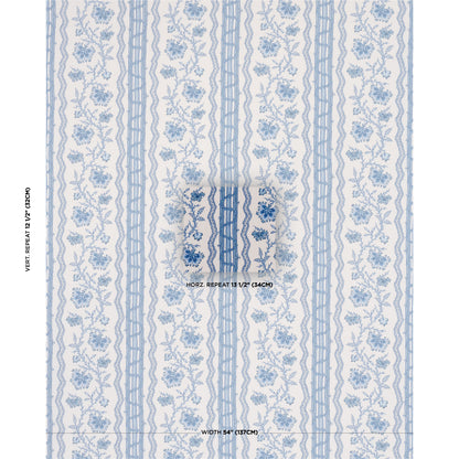 SCHUMACHER  WILLIAMSBURG PARVATI FLORAL STRIPE   Delft   - 182712