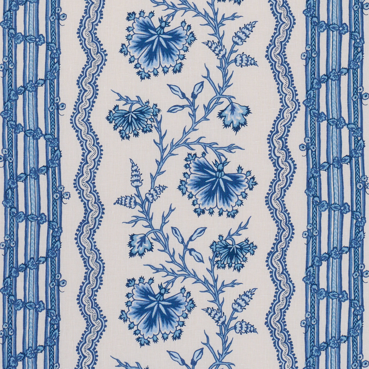 SCHUMACHER  WILLIAMSBURG PARVATI FLORAL STRIPE   Delft   - 182712