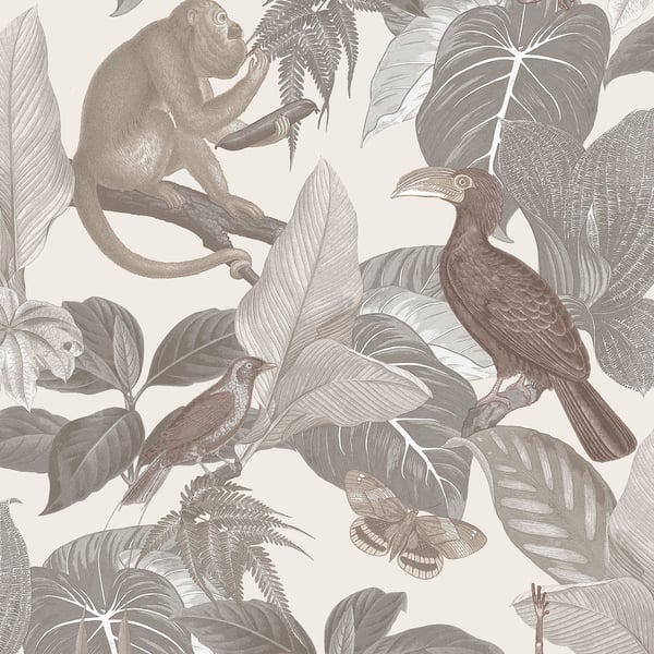Galerie Wallcoverings Into The Wild Tropical Life Galerie Wallcoverings  Silver Grey   - 18501