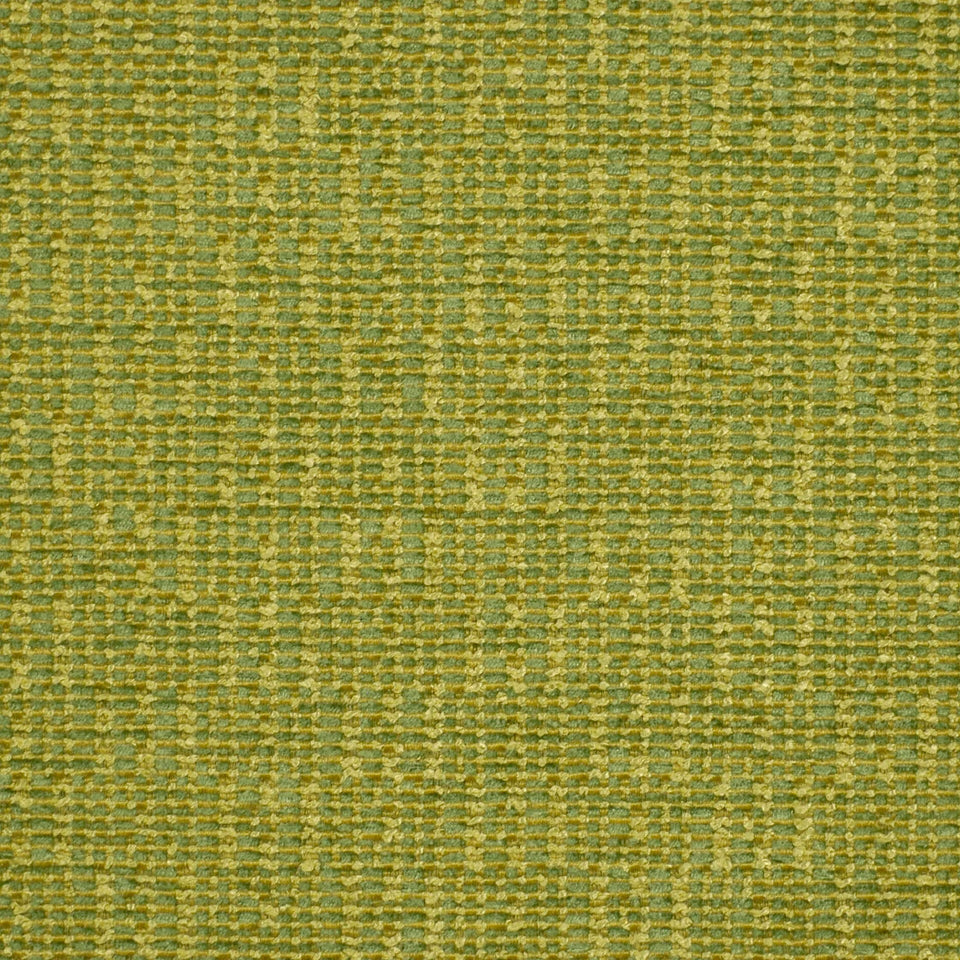 Olive-green woven upholstery fabric with yellow-gold textured grid pattern.
