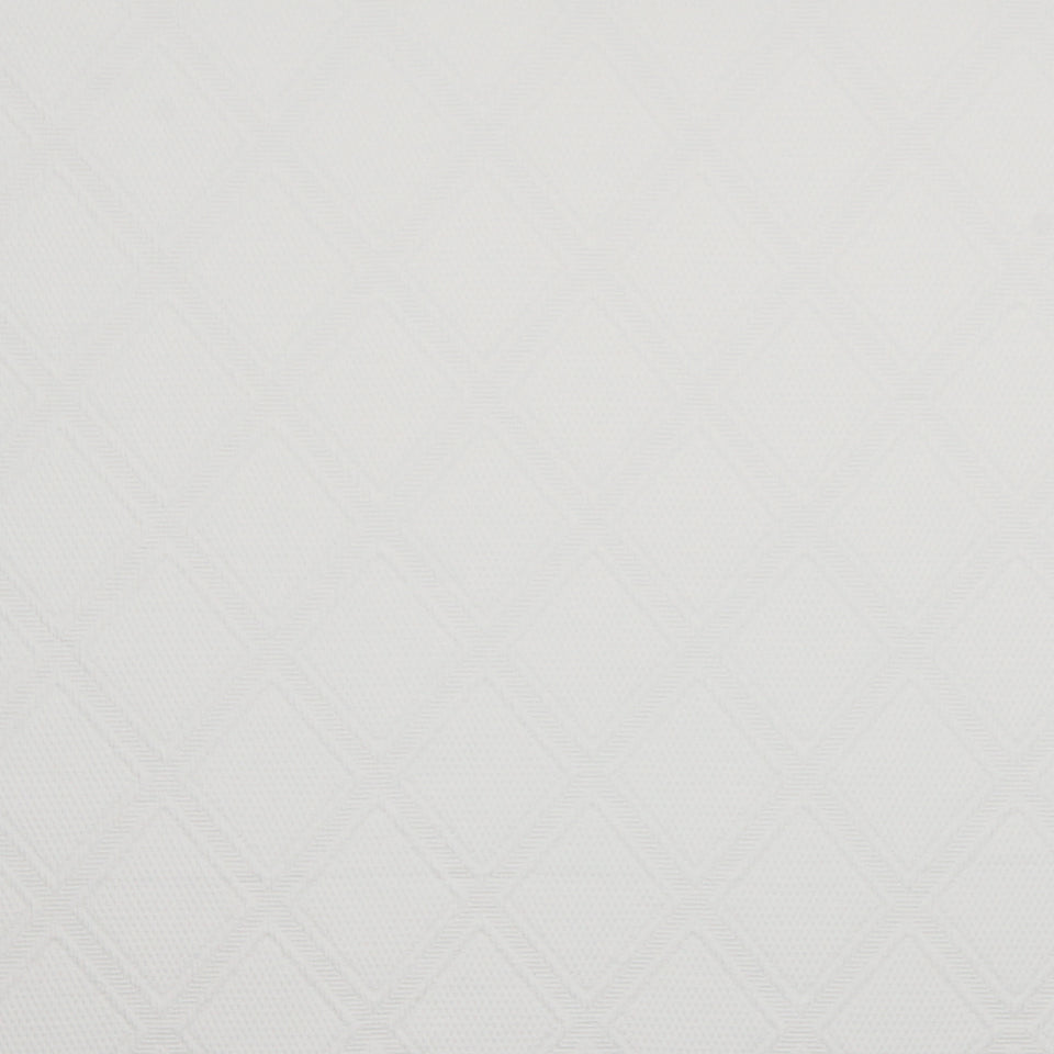 Light wicker-colored fabric with trellis pattern; soft textured textile suitable for bedding or upholstery.