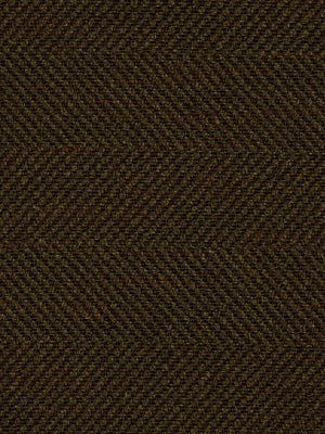 Dark brown tweed fabric with subtle olive-green herringbone pattern; textured wool blend for jackets.