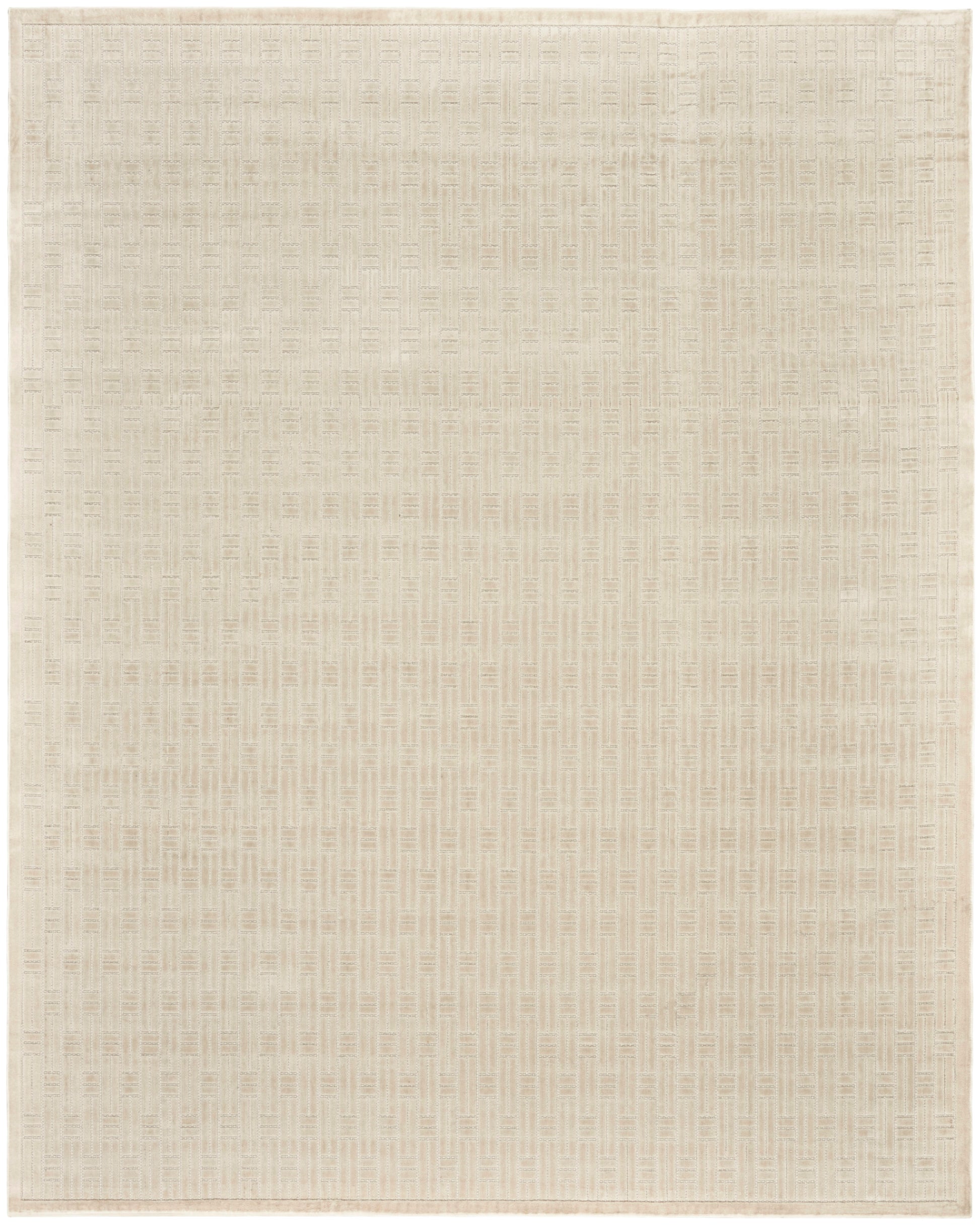 Neutral cream rectangular rug with subtle woven texture; light beige flat-weave style for living spaces.