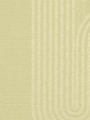 Cream-yellow woven wall fabric with soft texture and looping vertical stripe pattern.