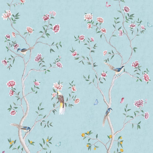 Galerie Wallcoverings Spring Blossom Chinoiserie Mural Galerie Wallcoverings  Blue   - 1911-1