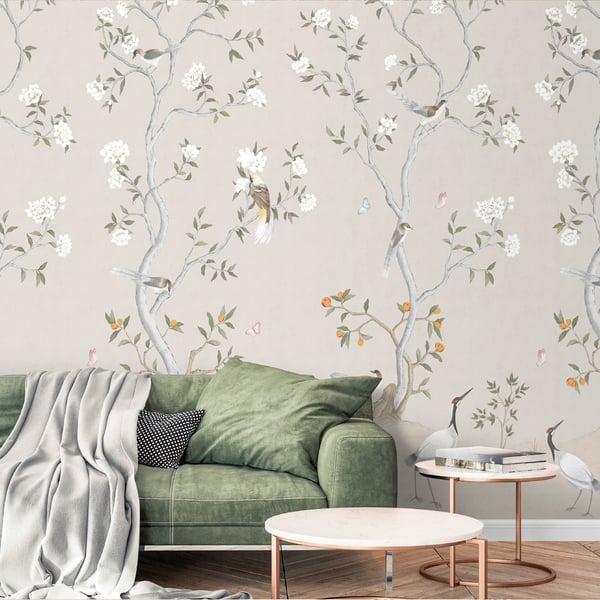 Galerie Wallcoverings Spring Blossom Chinoiserie Mural Galerie Wallcoverings  Beige   - 1911-2