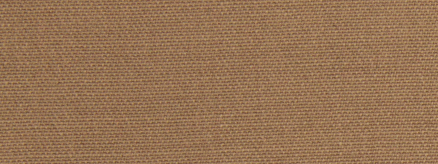 Close-up of sand-colored wool twill fabric weave with visible fibers and earthy warm tones.