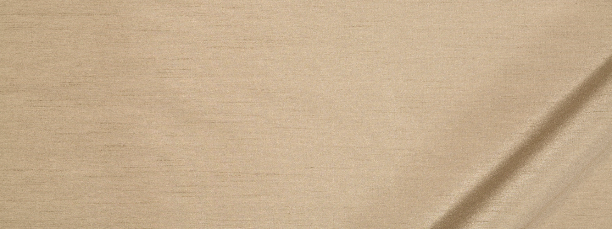 Beige linen-look fabric with a diagonal fold at the bottom-right corner.