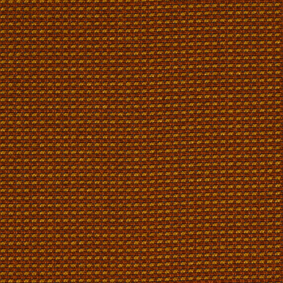 Rust brown and amber woven fabric with a tight, textured weave; upholstery fabric.