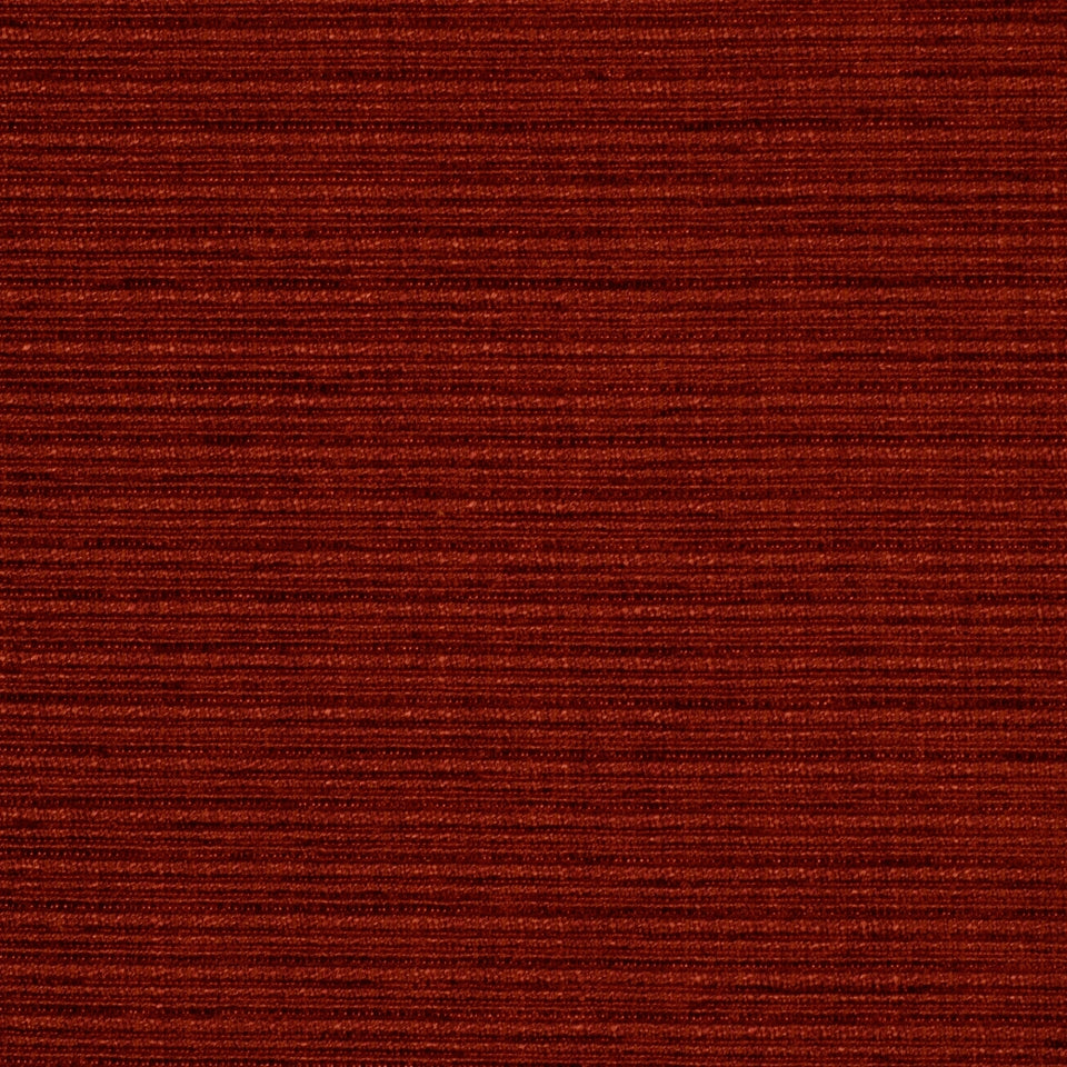 Brick-red ribbed fabric texture with fine horizontal stripes, upholstery fabric.