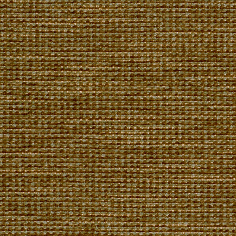 Brown woven drapery fabric with tan and gold threads in a ribbed texture.