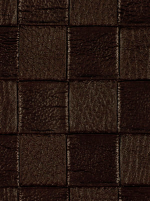 Dark brown mahogany upholstery tile mosaic of square blocks with textured grain; rustic upholstery or wall paneling accent