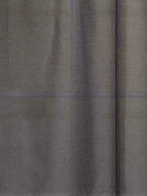 Grey sheer curtain fabric with soft vertical folds and subtle blue undertones.