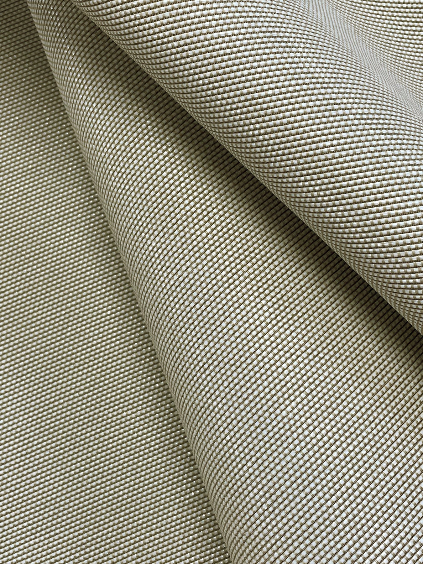 Grey woven wallpaper with a fine, tight texture; close-up detail showing a linen-like weave in Argent Husky Grey.