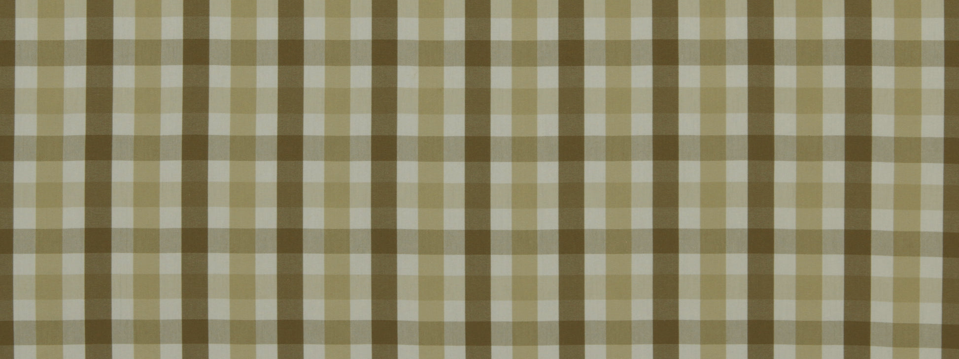Olive-brown plaid fabric with beige and tan checks; rustic woven textile suitable for shirts or home decor.