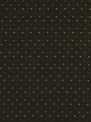 Black fabric with small yellow dots arranged in a uniform grid pattern.