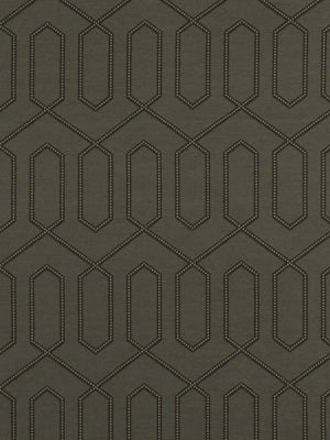 Olive-brown textured fabric with a repeating stitched hexagon pattern for upholstery or décor.